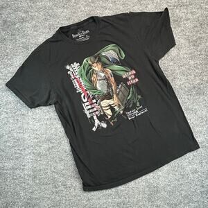 2010s Attack on Titan Captain Levi T-Shirt Men’s L Black Ripple Junction